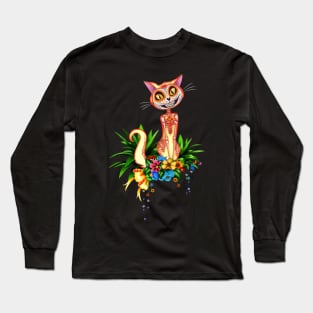 Cute sugar skull cat Long Sleeve T-Shirt